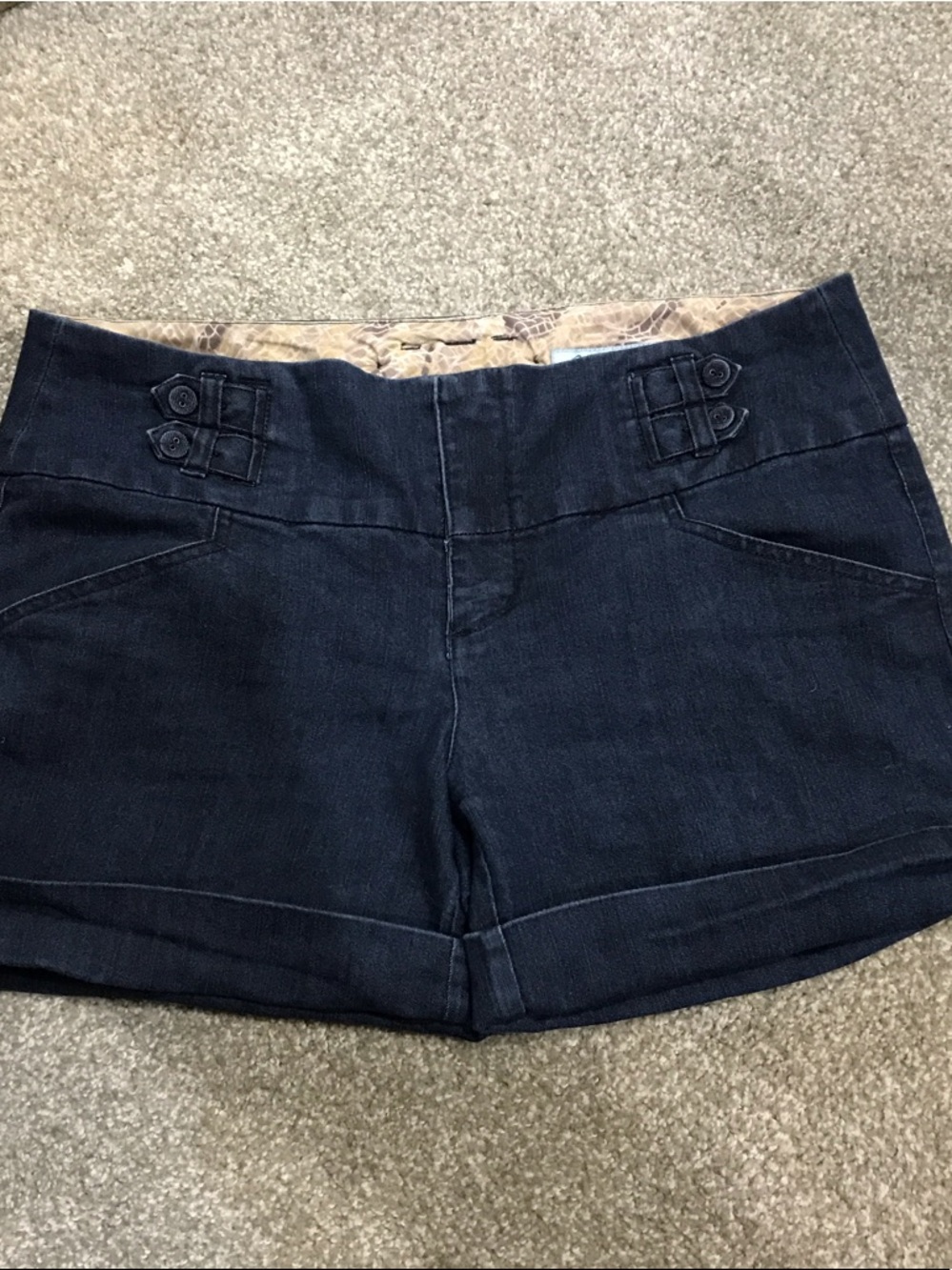 Boom Boom Jeans Dark Blue Denim Shorties with Button Detail
